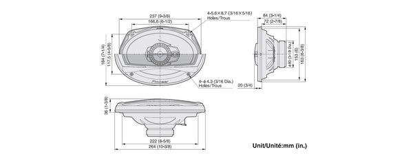 TS-A6923I   -  6" x 9" Coaxial 3-way Speakers 400W