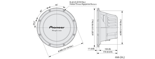 TS-W310D4   -   30 cm 2Ω/8Ω Enclosure-Type Dual Voice Coil Subwoofer 1400W