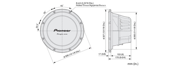 TS-W310S4   -   30 cm 4Ω Enclosure-Type Single Voice Coil Subwoofer 1400W