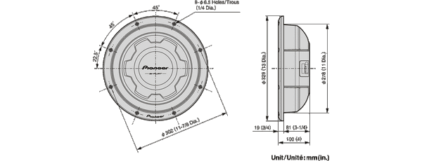 TS-SW3001S4   -   30cm Shallow-type 4Ω Single Voice Coil Sub (1500W)